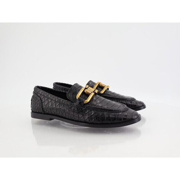Jeffrey Campbell Black Snake Bronze Leverage Moc Toe Bit Loafer Size 5 - Picture 1 of 11